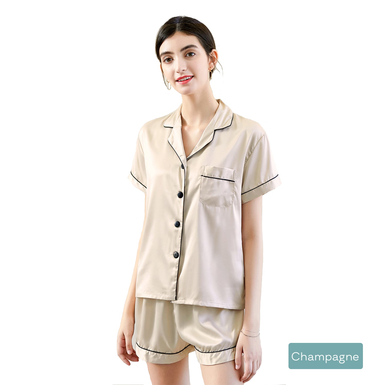 Softouch 2PC Super Soft Satin Short Womens Ladies Pajama Set