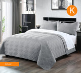 Home Fashion 3 PCS Soft Premium Bed Embossed Comforter Set Queen King Silver
