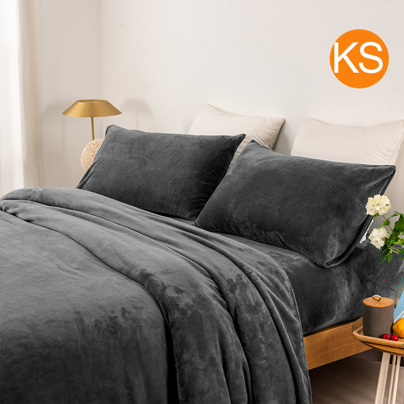 Softouch Thermal 240GSM Super Warm Soft Microplush Sheet Sets Charcoal