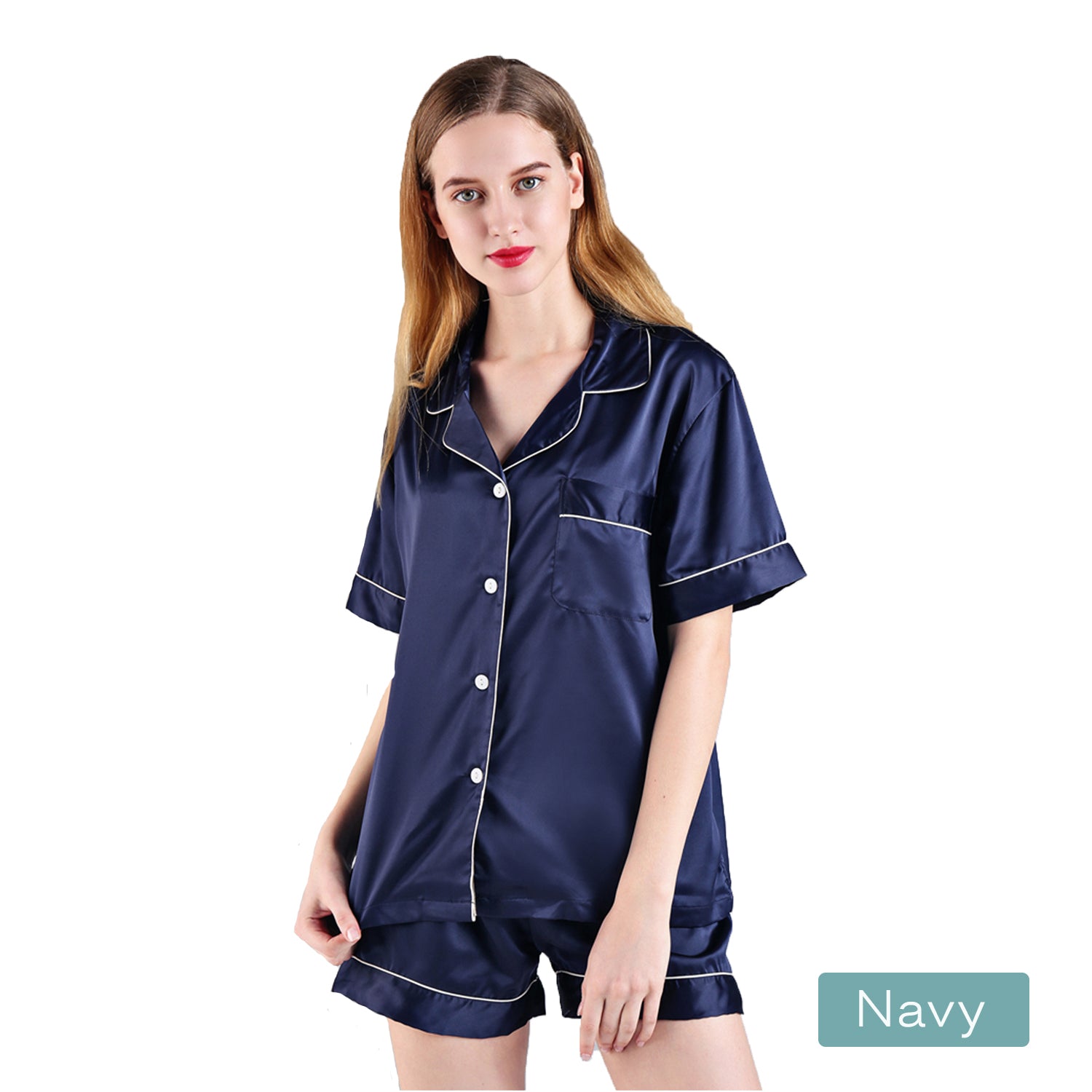 Softouch 2PC Super Soft Satin Short Womens Ladies Pajama Set