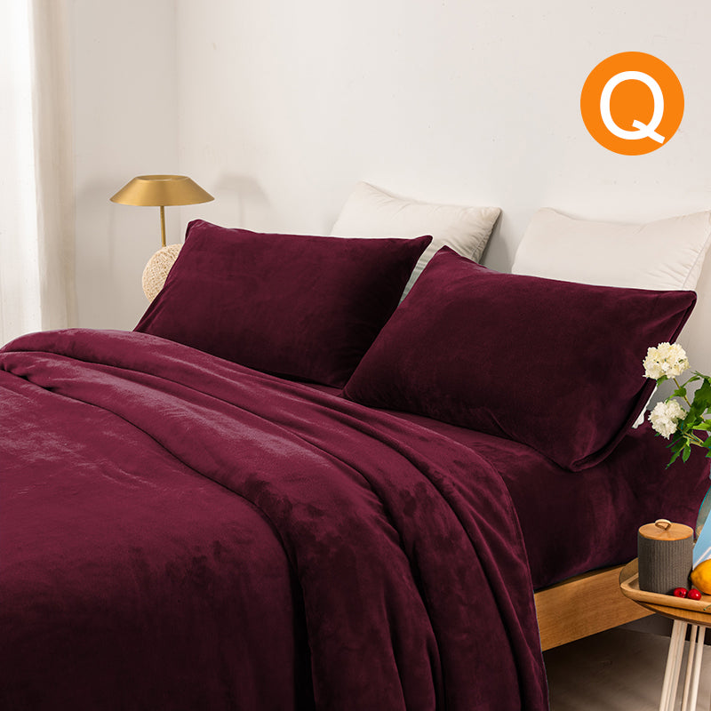 Softouch Thermal 240GSM Super Warm Soft Microplush Sheet Sets Aubergine