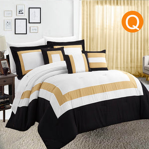 Home Fashion 10 Piece Soft Bed Comforter and Sheet Sets Bedspread Cushions Pillowcase Set Gold