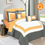 Home Fashion 10 Piece Soft Bed Comforter and Sheet Sets Bedspread Cushions Pillowcase Set Brick