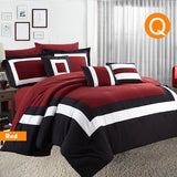 Home Fashion 10 Piece Soft Bed Comforter and Sheet Sets Bedspread Cushions Pillowcase Set Red