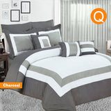 Home Fashion 10 Piece Soft Bed Comforter and Sheet Sets Bedspread Cushions Pillowcase Set Charcoal