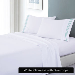 Soft Microfibre Embroidered Stripe Sheet Set